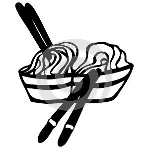 Udon. Noodles. Graphics for the design of the menu of eateries and restaurants photo
